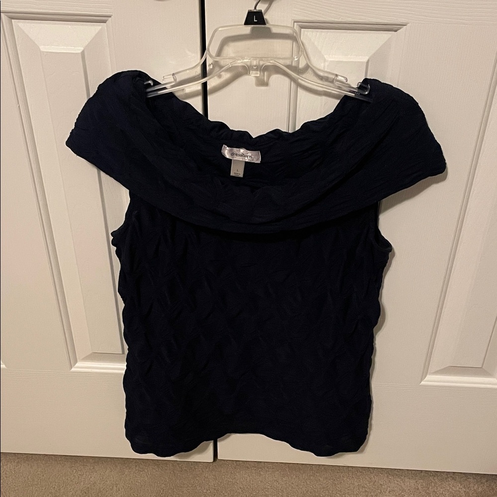 Dressbarn Women's Midnight Blue Textured Top Large (Like New)